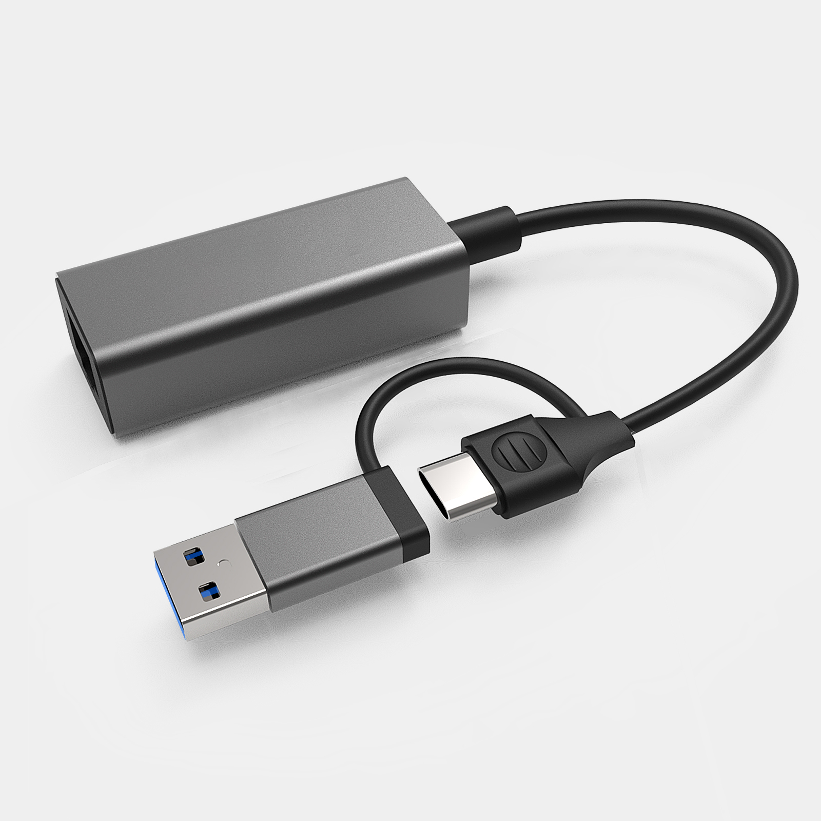R07 2 in 1 USB 2.0 to Ethernet Lan Adapter USB C